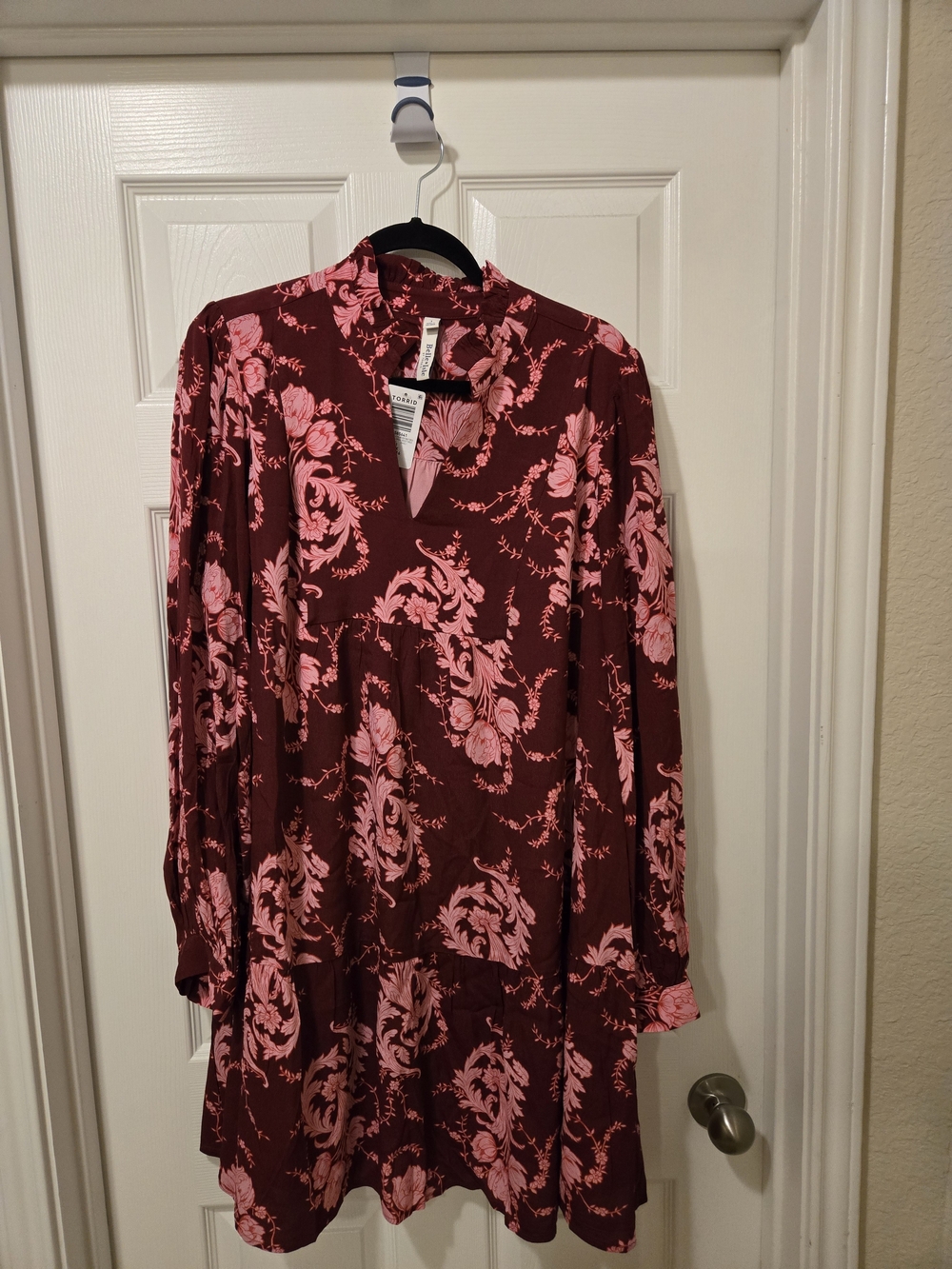 torrid Burgundy Mini Dress with Pink Floral Print